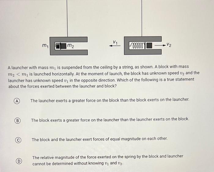 A launcher with mass m1 is suspended