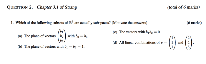 Subspaces subsets which these linear algebra stack